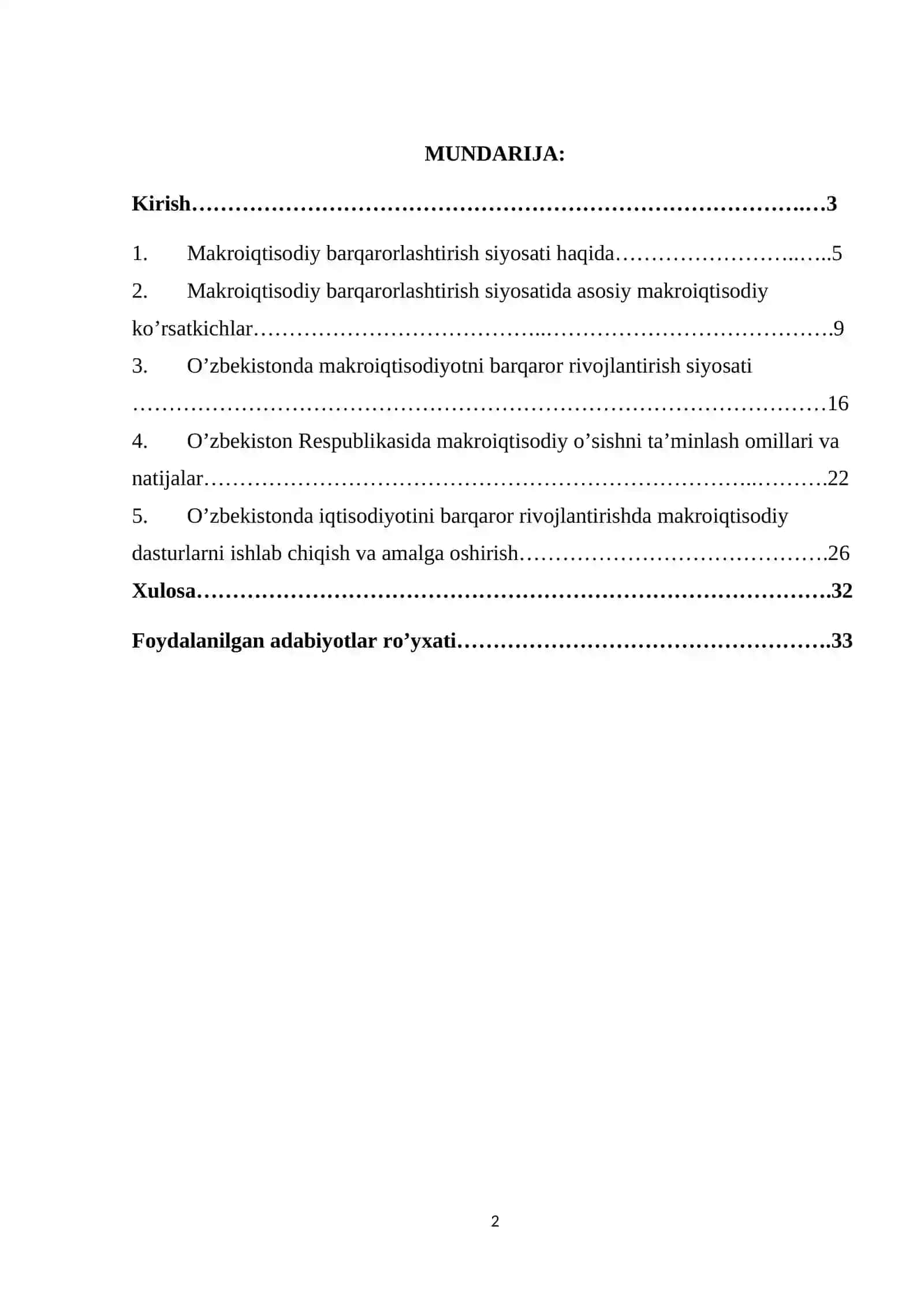 “MIKROIQTISODIYOT. MAKROIQTISODIYOT” fanidan KURS ISHI 2