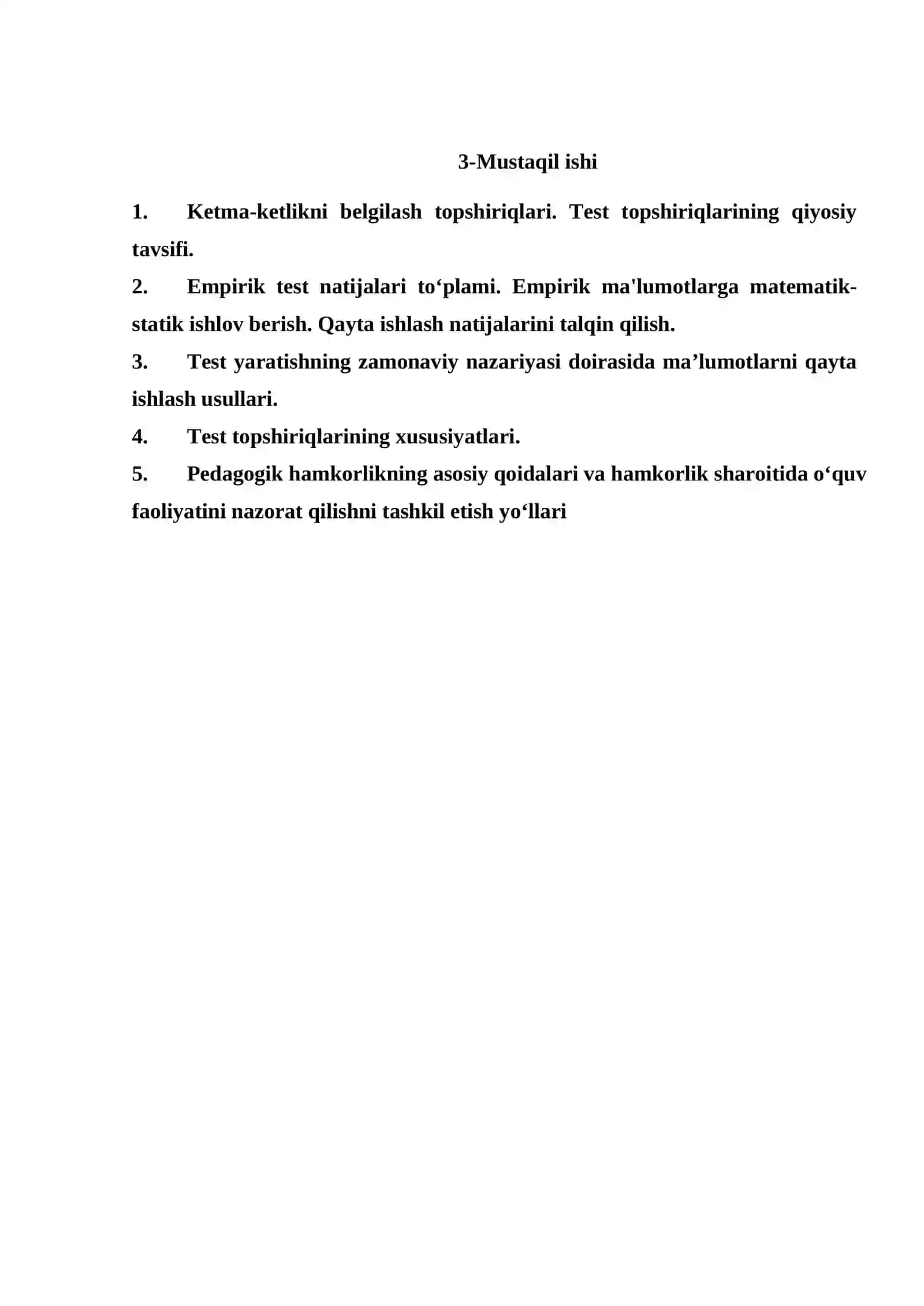 “Testologiya va pedagogik o’lchovlar nazariyasi” 2
