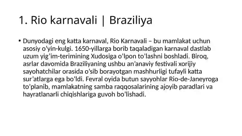 Dunyoning mashhur festivallari 2