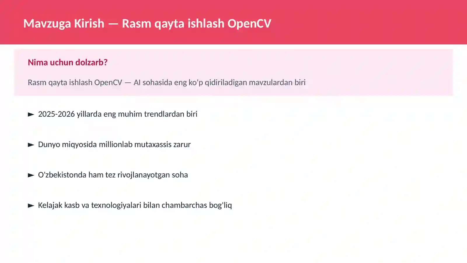 Rasm qayta ishlash OpenCV 2
