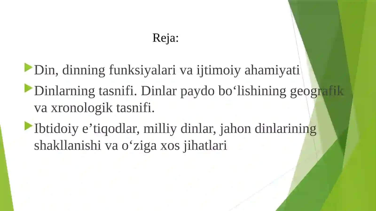 Dinshunoslikfanining predmeti, maqsadi va vazifalari 2