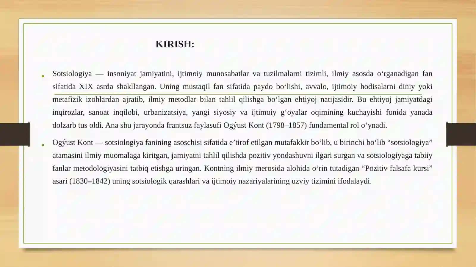 Ogyust Kontning sotsiologiya faniga qoʻshgan xissasi va uning Pozitiv falsafa kursi asari tahlili 2