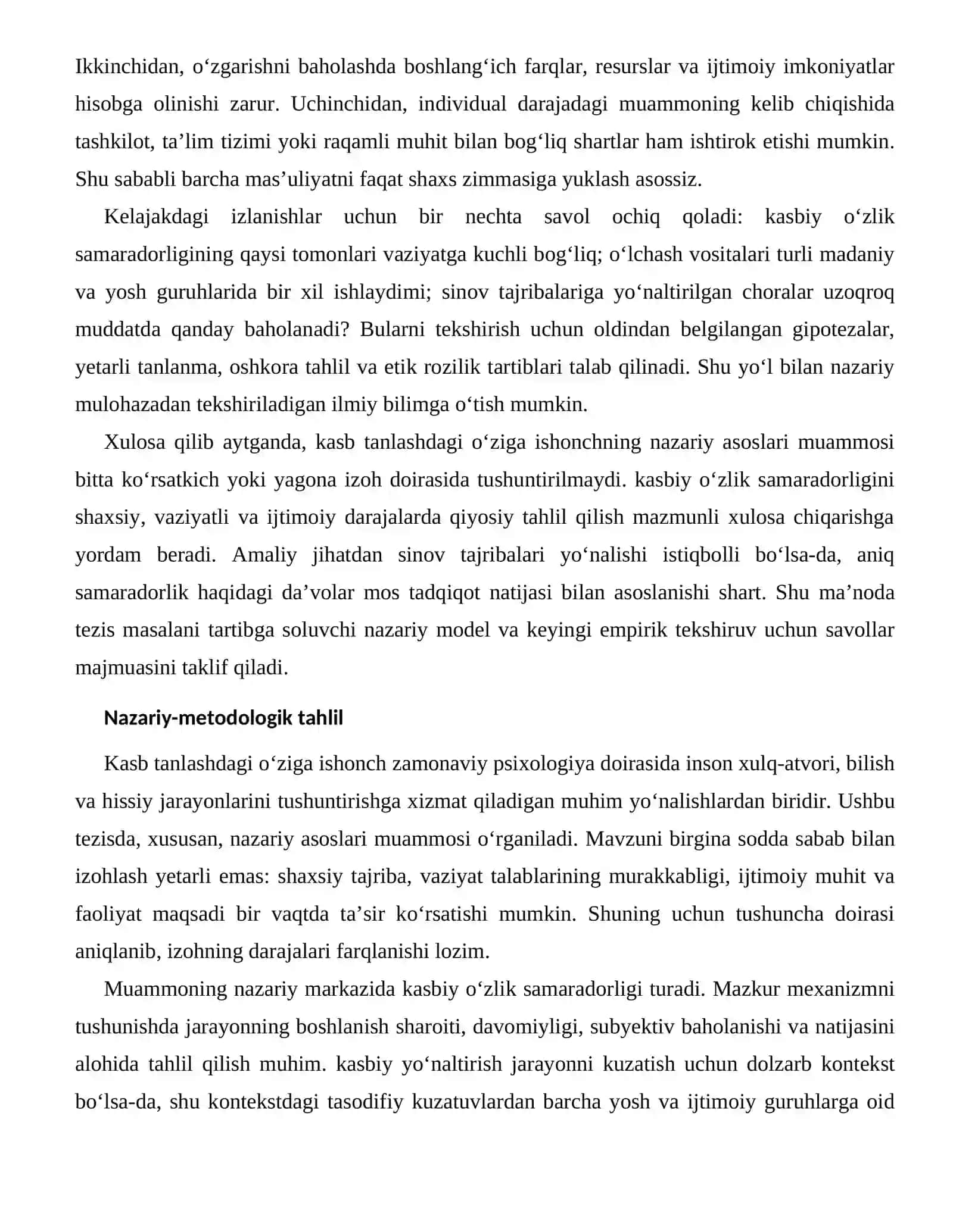 KASB TANLASHDAGI O‘ZIGA ISHONCHNING NAZARIY ASOSLARI 2