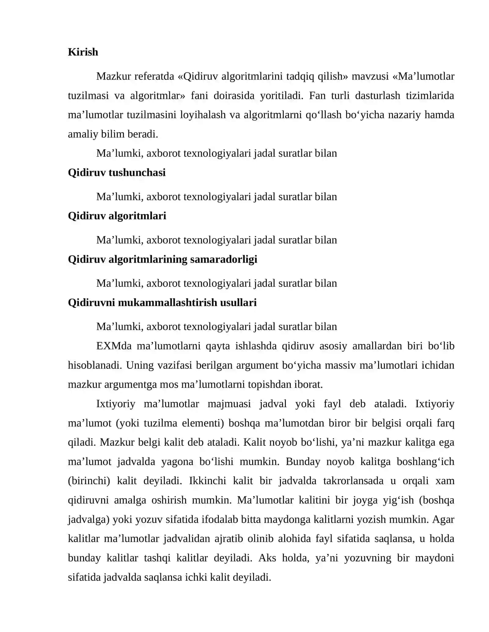 Qidiruv algoritmlarini tadqiq qilish 2