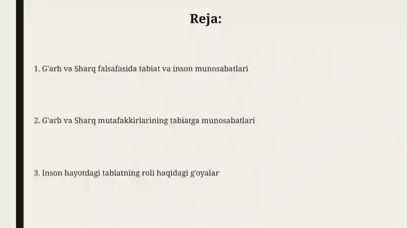 G’arb va Sharq mutafakkirlarining tabiatning inson hayotidagi o’rni haqidagi qarashlari 2