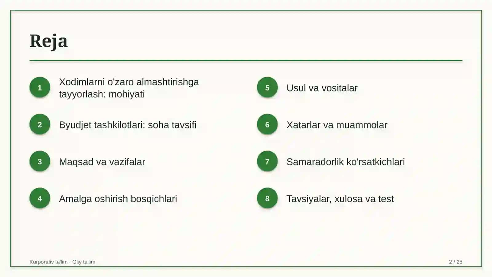 byudjet tashkilotlarida xodimlarni o'zaro almashtirishga tayyorlash 6328 2