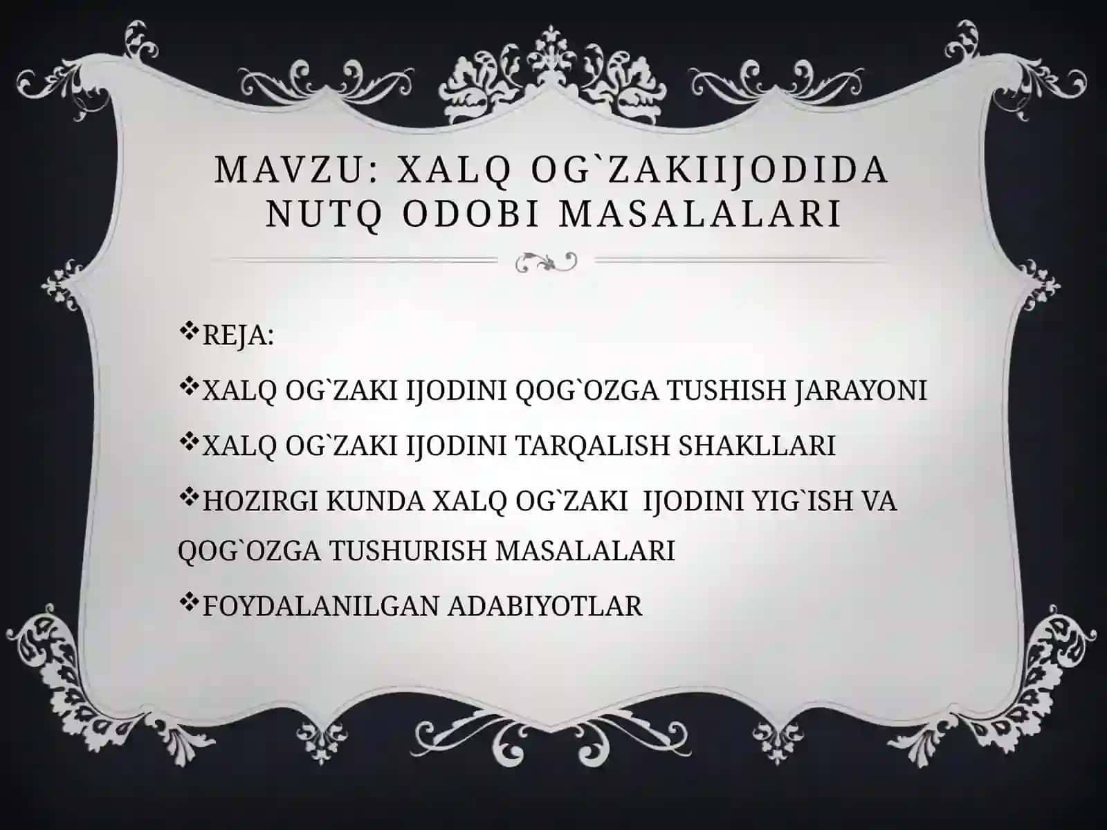 XALQ OG'ZAKIIJODIDA NUTQ ODOBI MASALALARI 2
