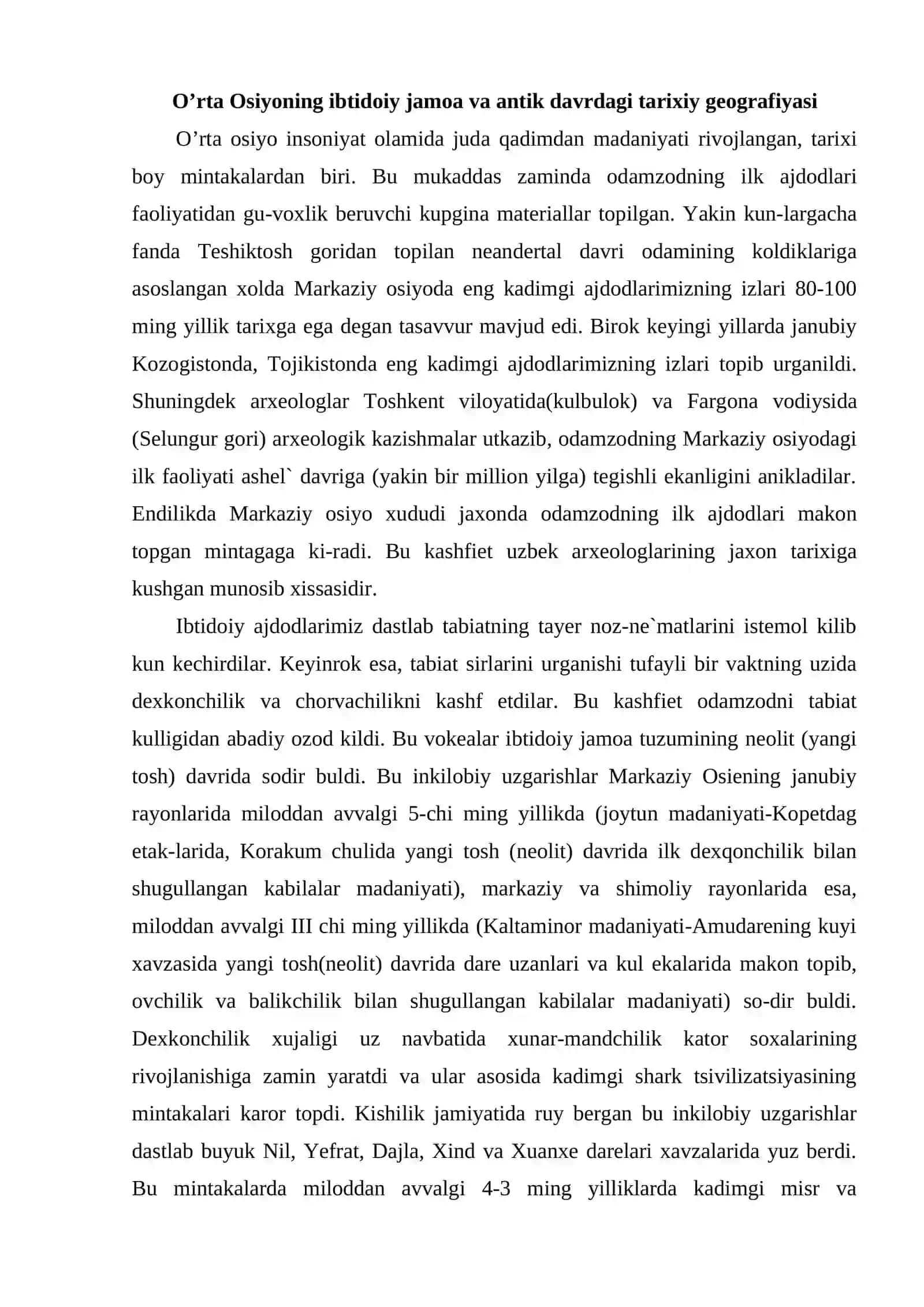 O’rta Osiyoning ibtidoiy jamoa va antik davrdagi tarixiy geografiyasi 2