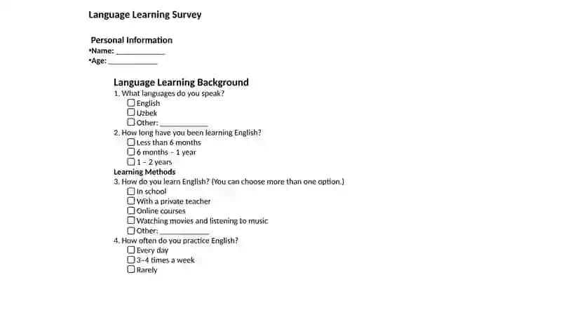 Language Learning Survey 2