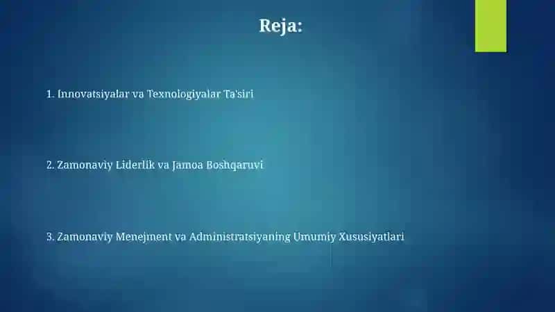 Innovatsiyalar va Texnologiyalar Ta'siri 2