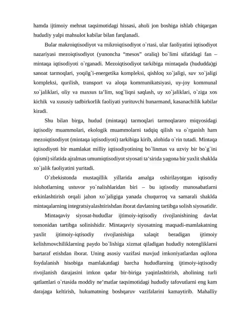 DAVLATNING MINTAQAVIY SIYOSATI VA HUDUDLAR RIVOJLANISHINING ISTIQBOLLARI 2