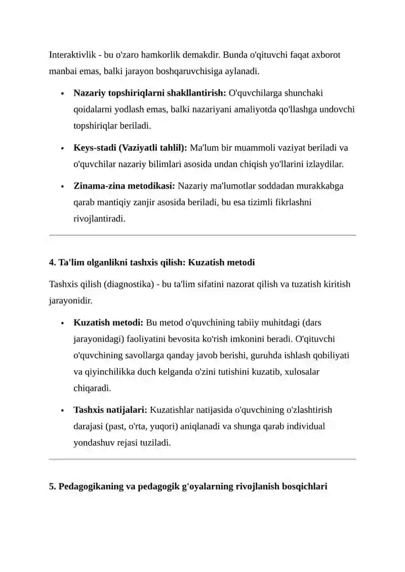 Ta'lim metodlari va vositalari: Tahlil qilish va o'rganish 2