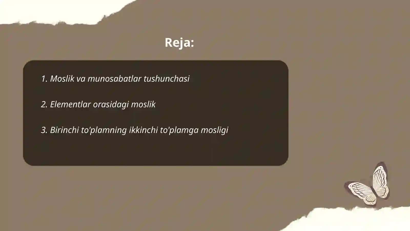 Moslik va munosabatlar 2