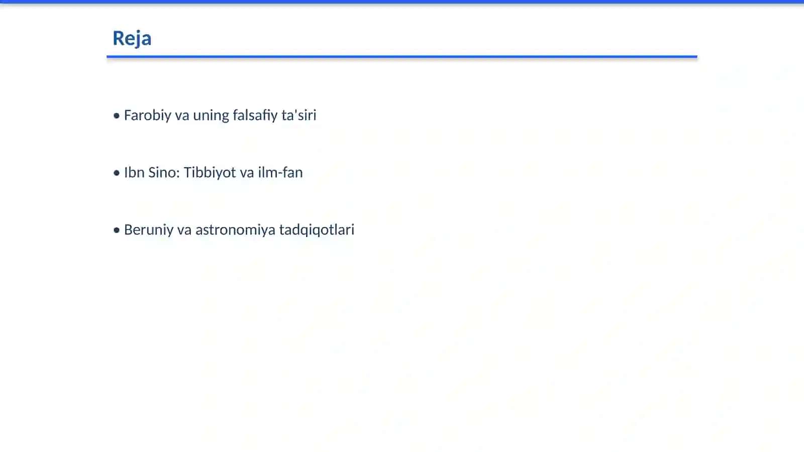 Farobiy, Ibn Sino, Beruniy,Mahmud Qoshgʻariy,Marg'iloniy, Zamaxshariylarning ilm-fan va kitobatchilik ishiga qo'shgan hissalari.Kitob tarixi fanidan 2
