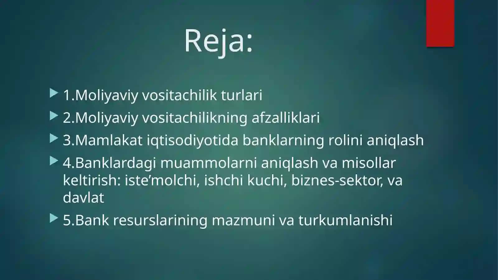 BANKLARNING ASOSIY XUSUSIYATI 2