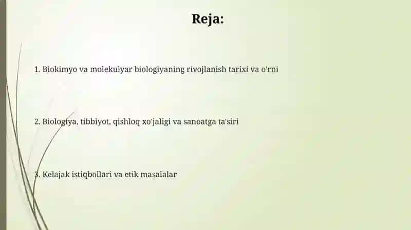 Biokimyo va molekulyar biologiyaning biologiyaga doir fanlar orasida oʻrni va rivojlanish tarixi 2