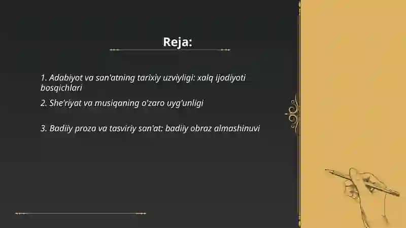 Adabiyot va san'atning uzviyligi 2