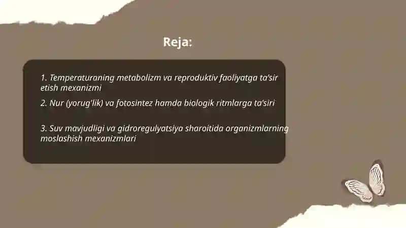 Turli ekologik omillarning tirik organizmlarga ta'sir etish mexanizmi 2