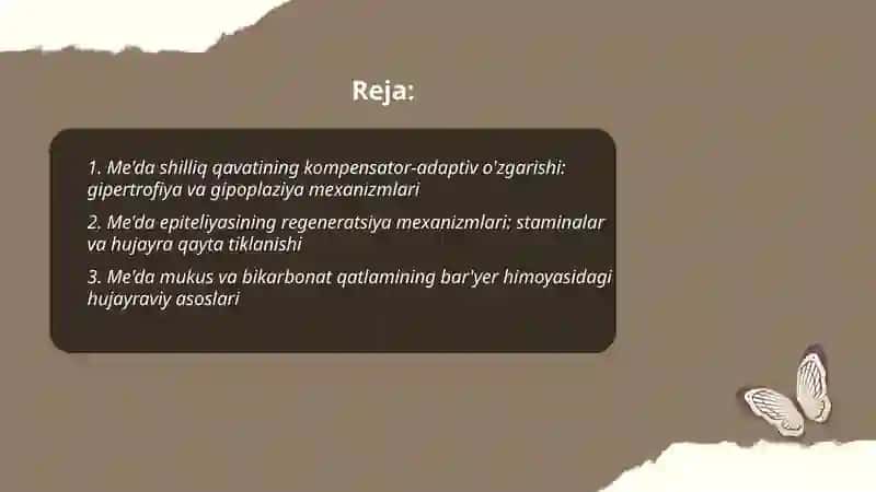 Me'daning kompensator-adaptiv va regenerativ xususiyatlari 2