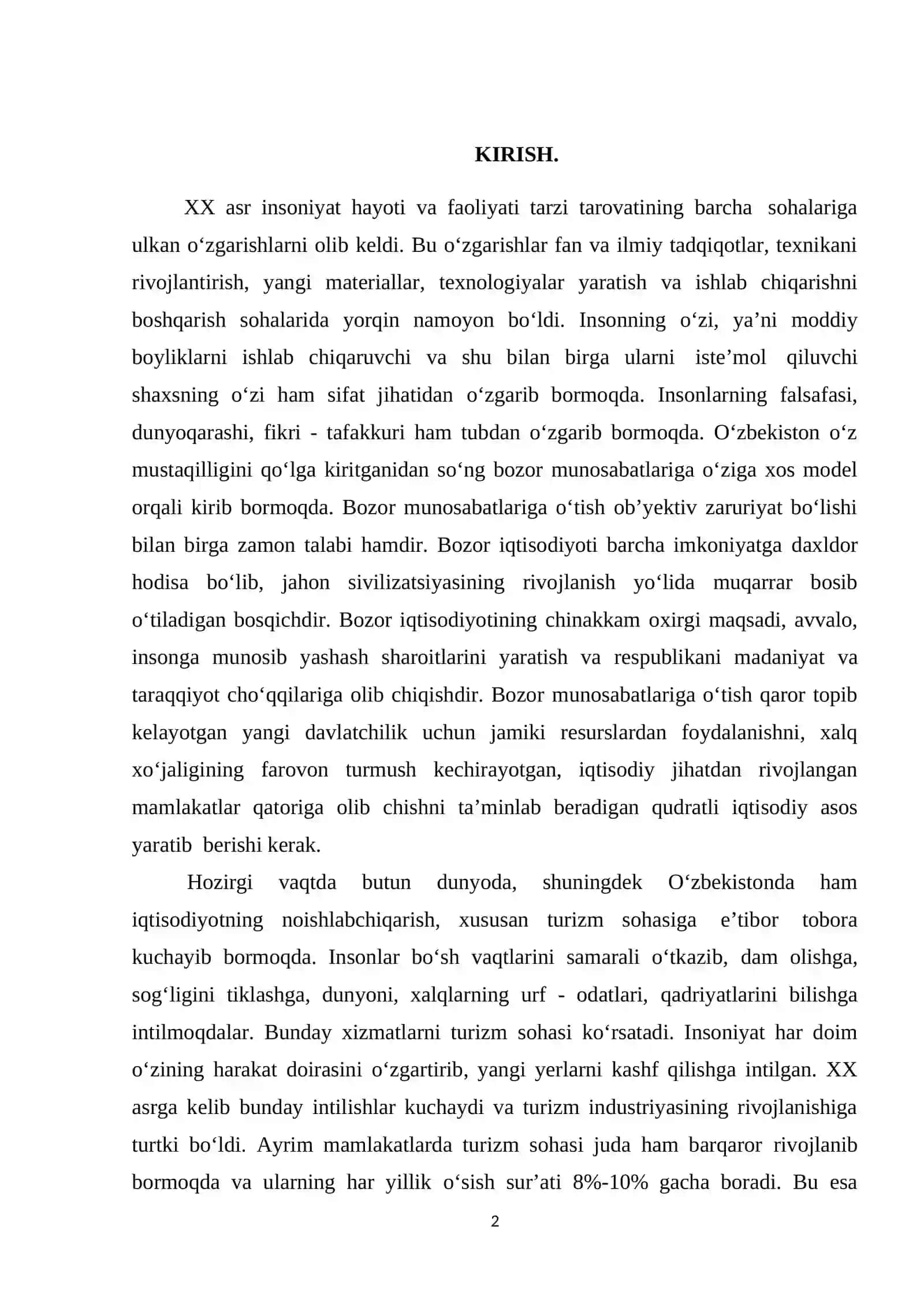 Turizmning Jahon Iqtisodiyotidagi O'rni 2