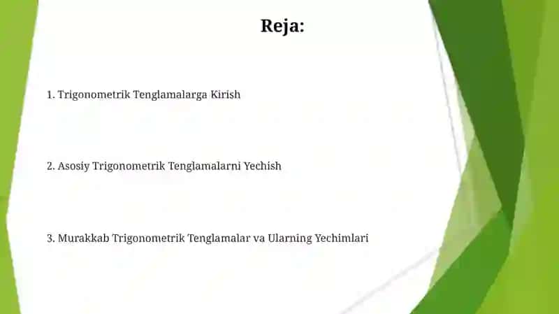 Trigonometrik Tenglamalar 2