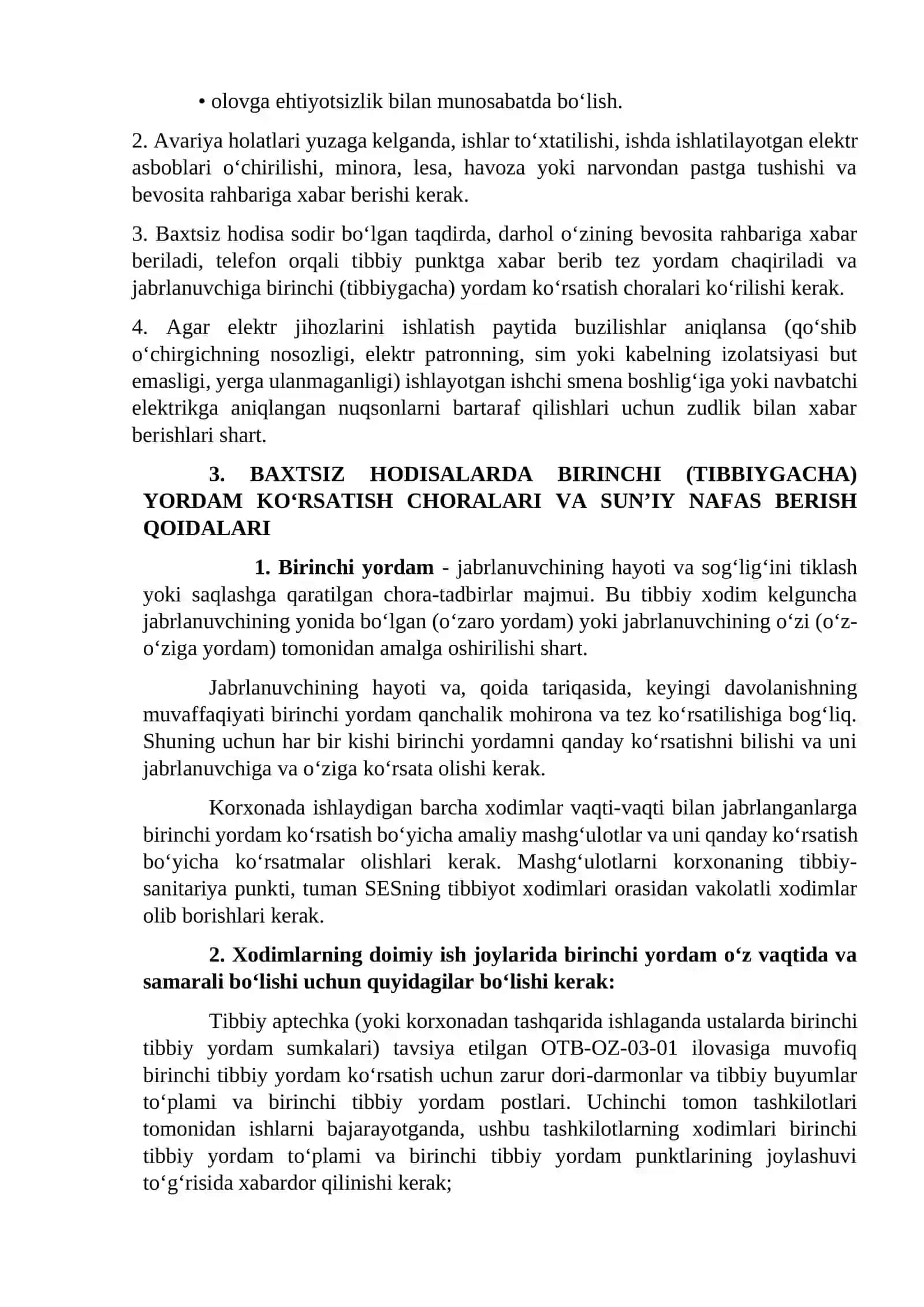 Fabrikalarda favqulotda holatlarga qarshi kurashish rejasi bo;yicha xavfsizlik qoidalari 2