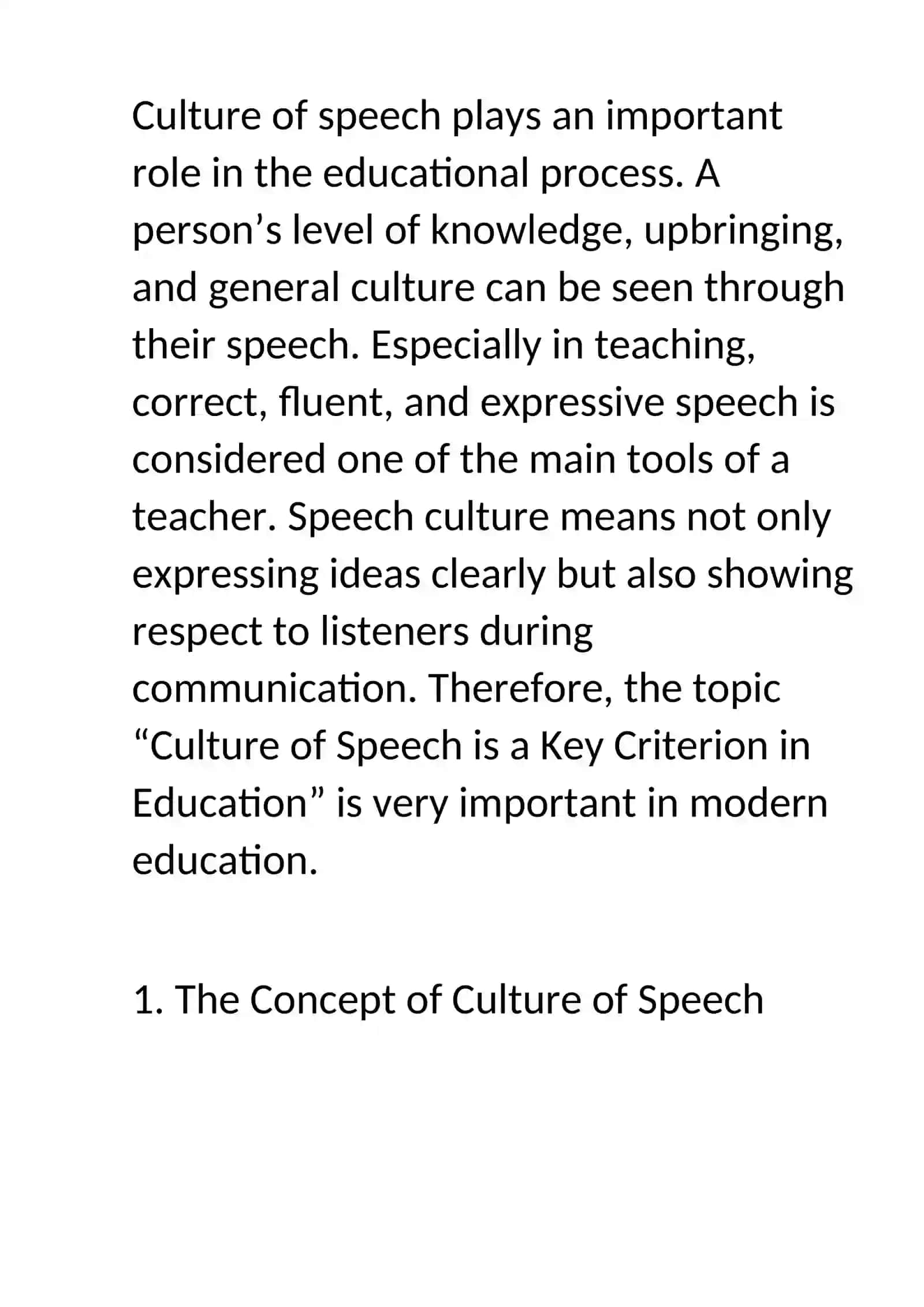 CONCEPT CULTURE OF SPEECH IS A KEY CRITERION IN EDUCATION 2