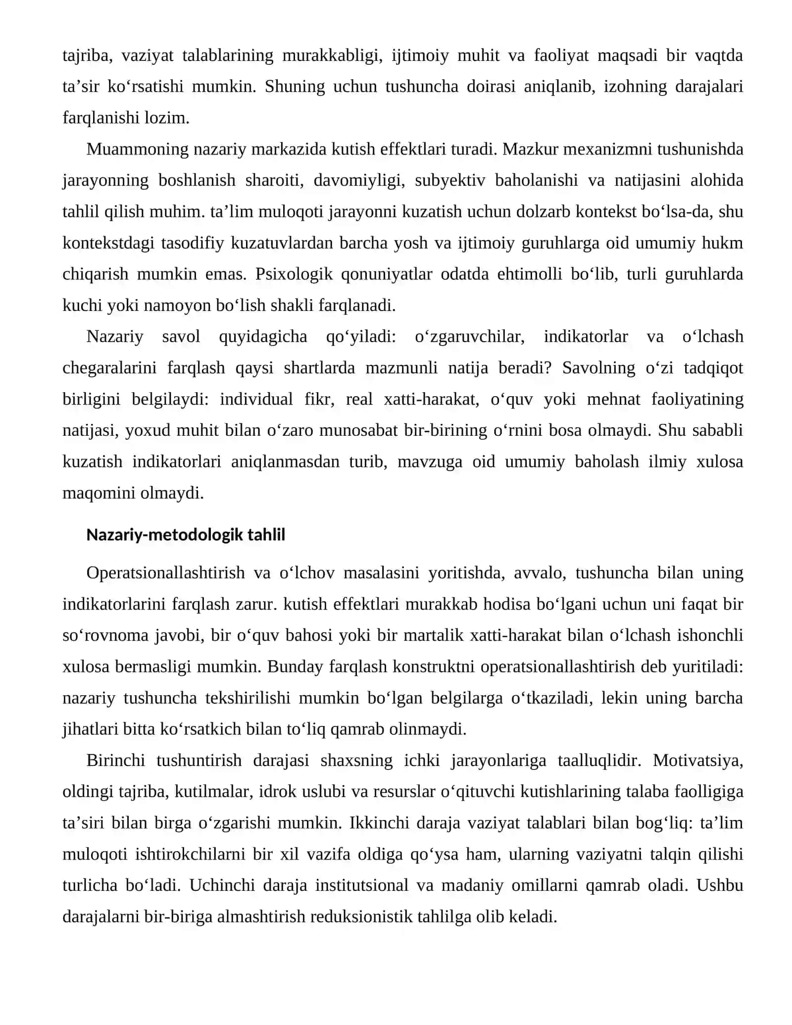 O‘QITUVCHI KUTISHLARINING TALABA FAOLLIGIGA TA’SIRI — BAHOLASH VA DIAGNOSTIKA MASALALARI 2