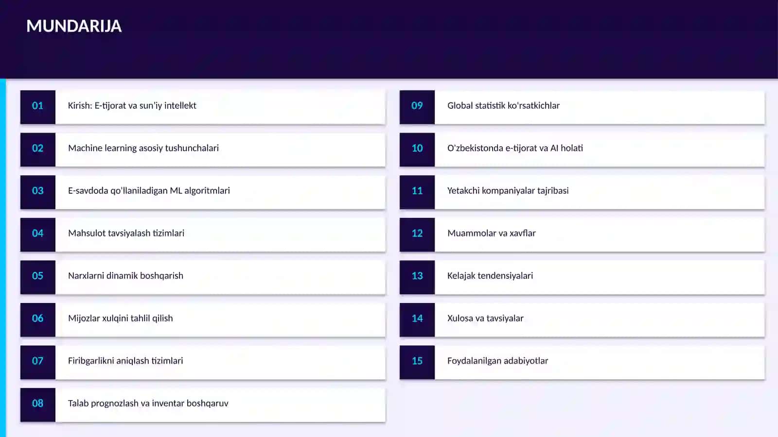 SUN'IY INTELLEKT USULLARI (MACHINE LEARNING) 2