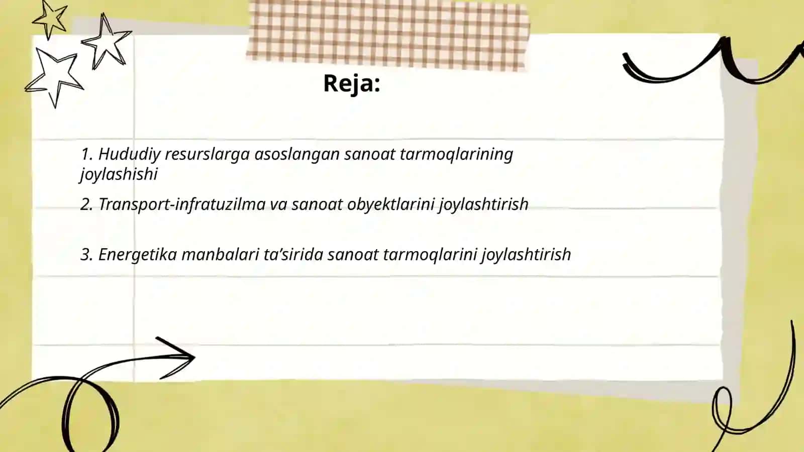 Hududiy resurslarga asoslangan sanoat tarmoqlarining joylashishi 2