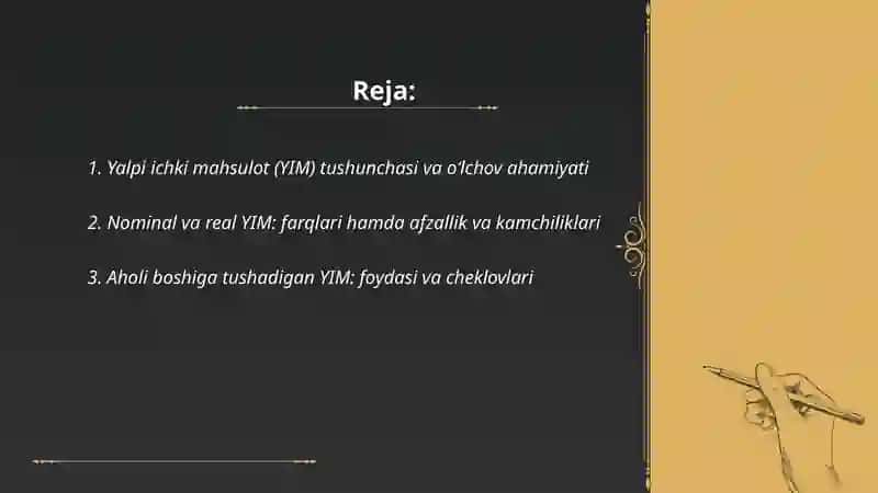 Yalpi ichki mahsulot va uni hisoblash usullari afzalliklari va kamchiliklari 2