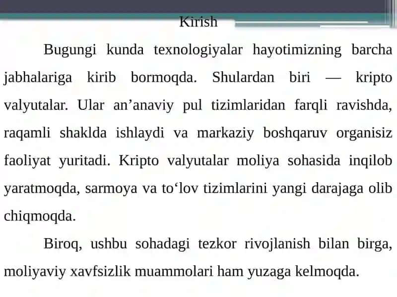 Kriptovalyutalar va moliyaviy xavfsizlik 2