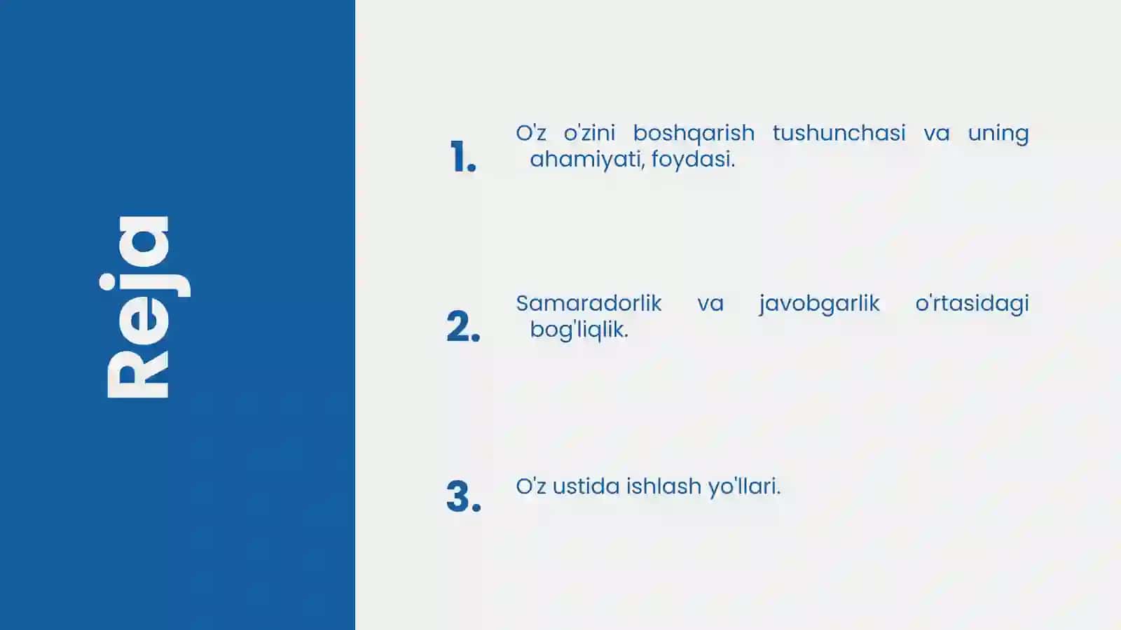 O'z-o'zini boshqarish va samaradorlik uchun javobgarlik 2