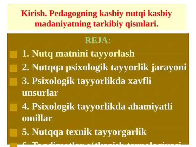 Nutqqa tayyorgarlik 2