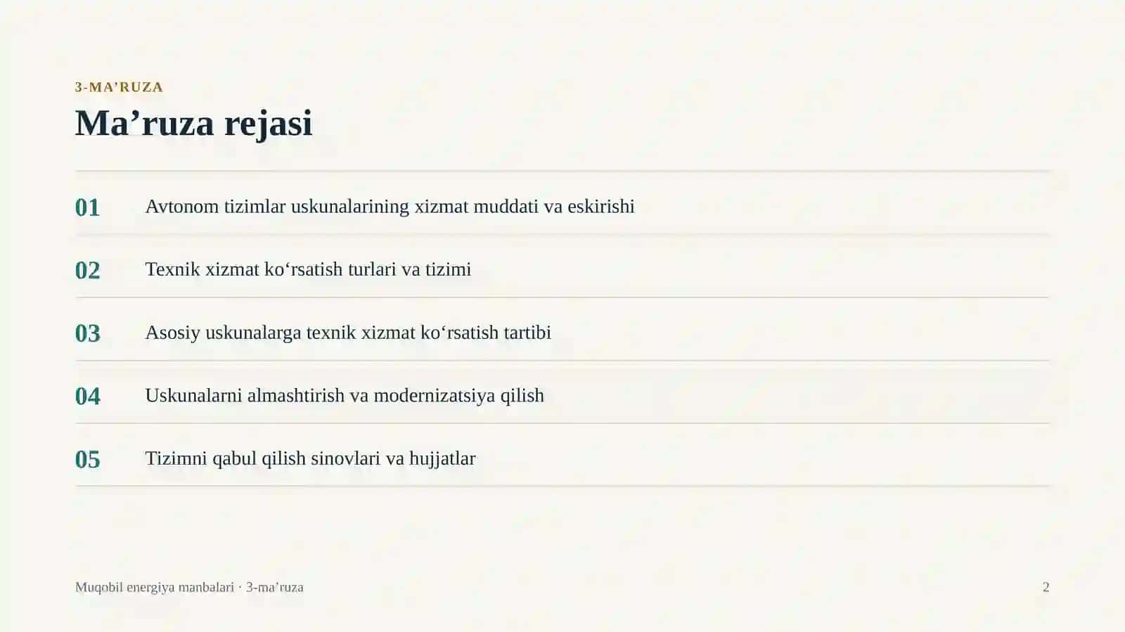 Markazlashtirilmagan elektr ta’minot tizimlari 2