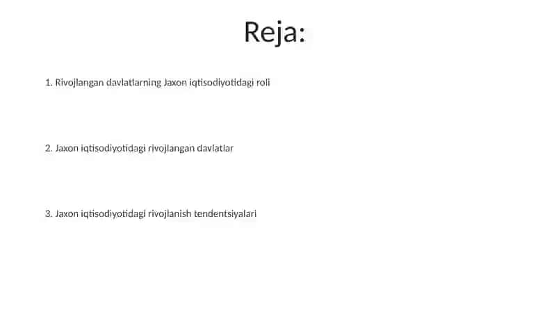 Rivojlangan Mamlakatlarning Iqtisodiyoti 2