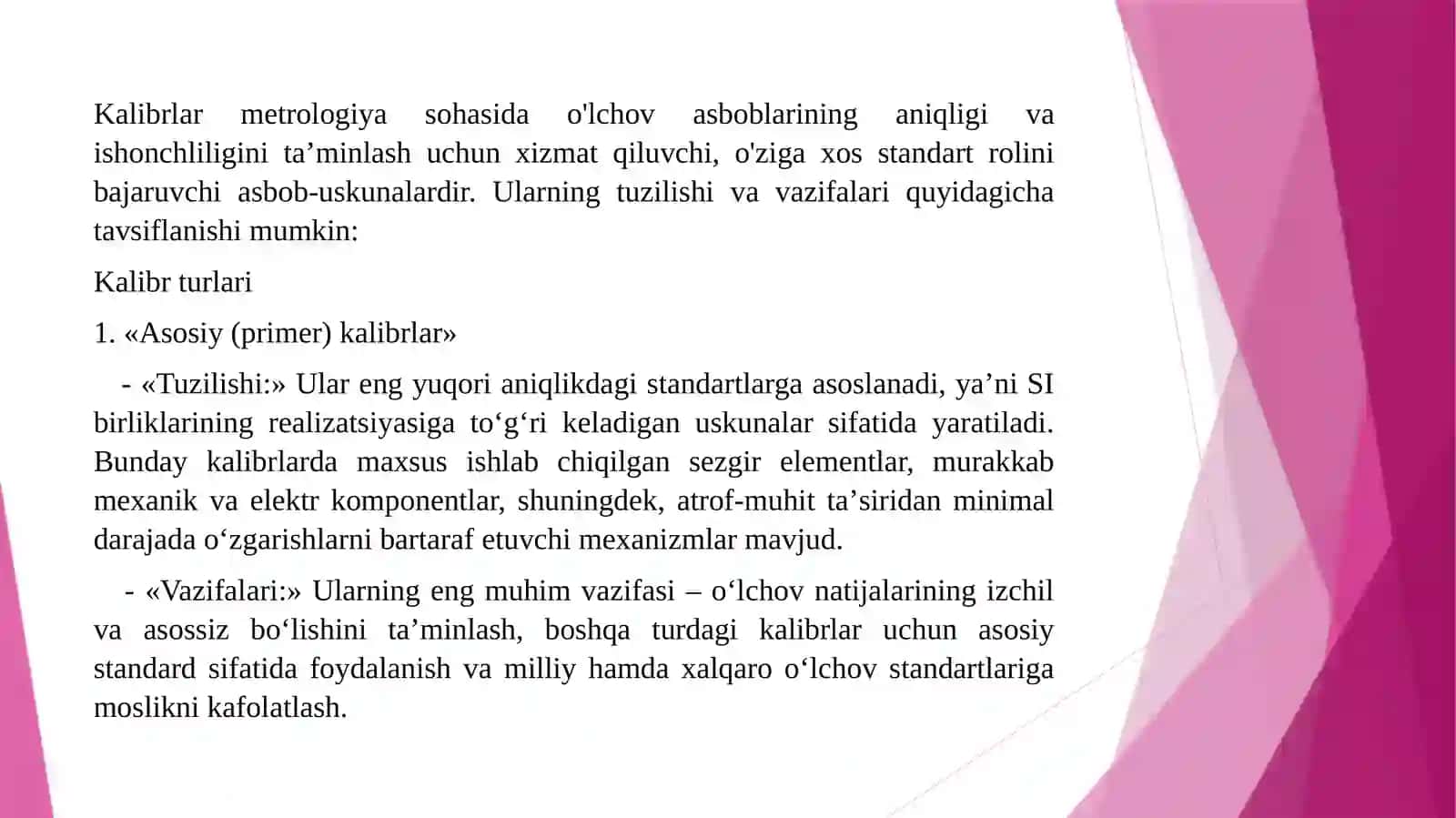 Kalibrlar ularning tuzilishi va vazifalari 2