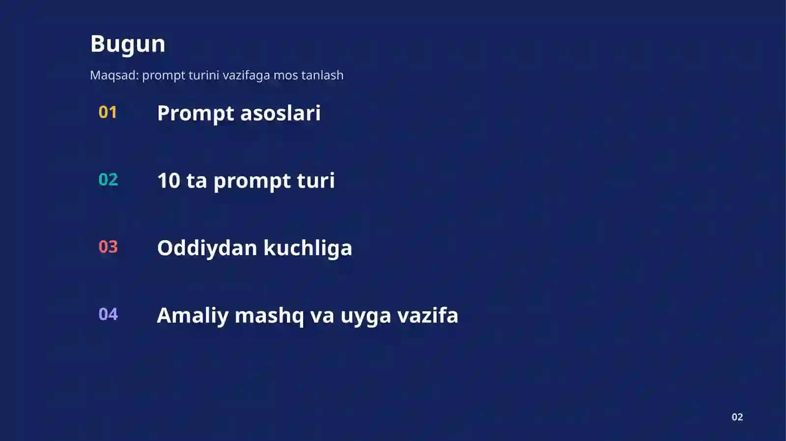 AI bilan tanishun. Prompt turlari. 2