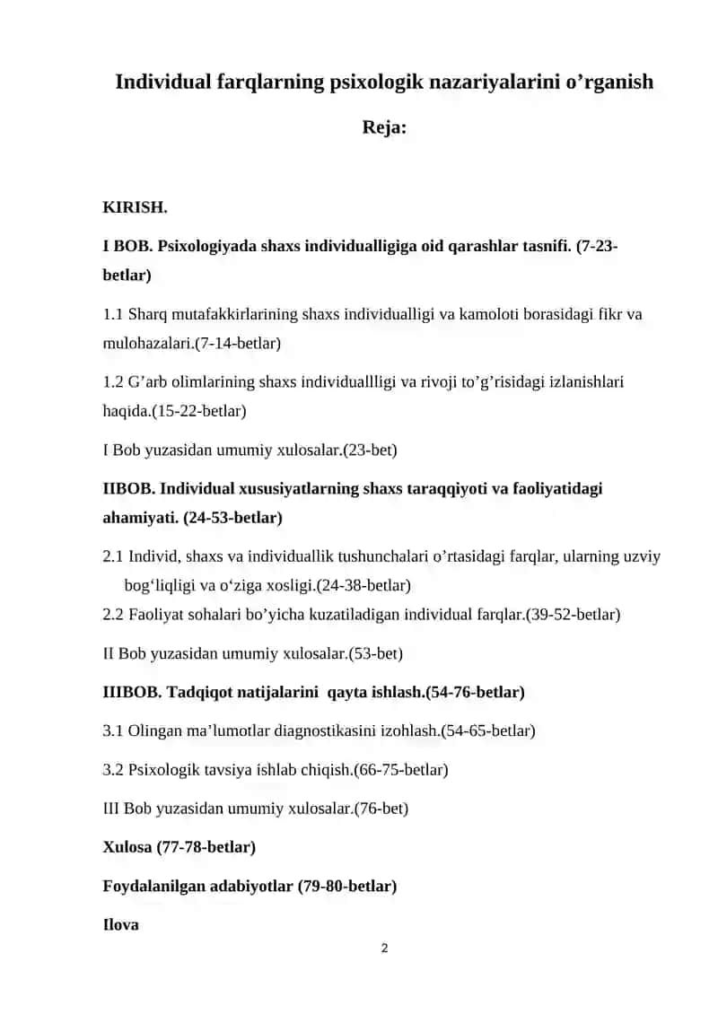 Individual farqlarning psixologik nazariyalarini o’rganish 2