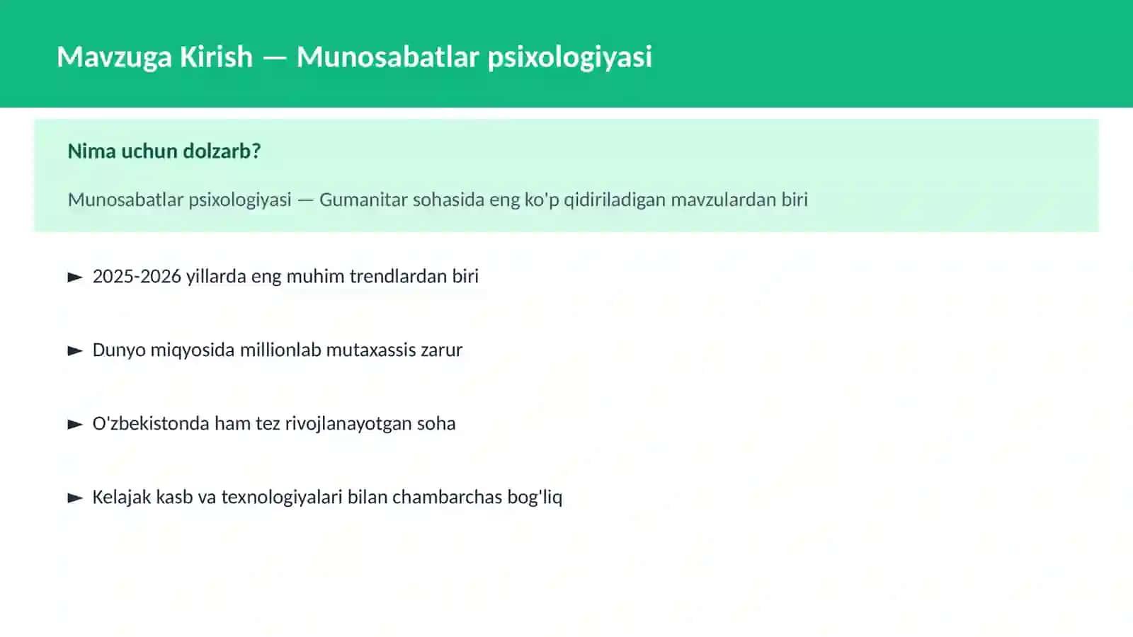 Munosabatlar psixologiyasi 2
