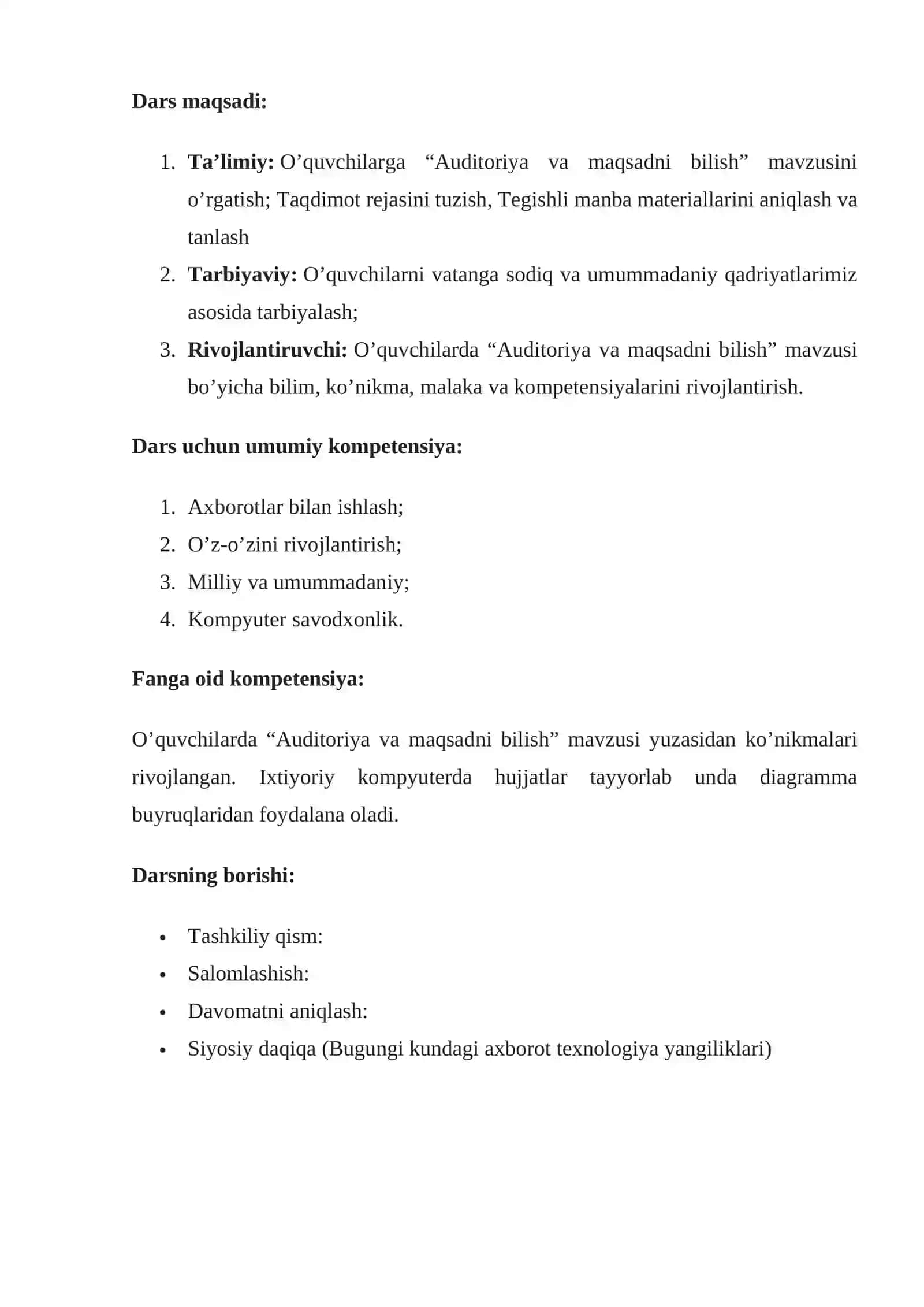 Auditoriya va maqsadni bilish darsi 2