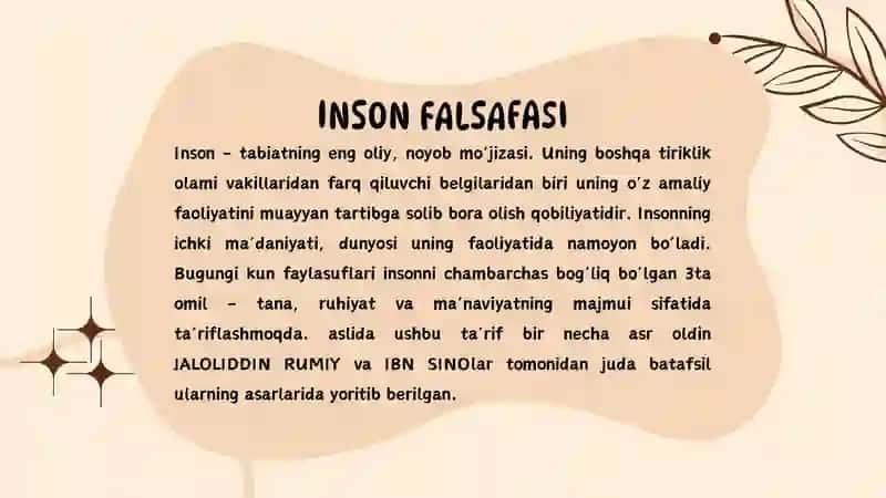 "Inson falsafasi" taqdimot(slayd) 2