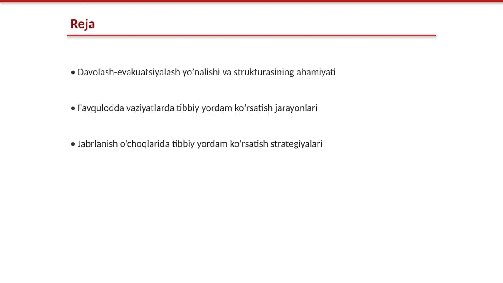 Favqulodda vaziyatlarda jabrlanish o’choqlarida tibbiy yordam ko’rsatishni tashkil qilish 2