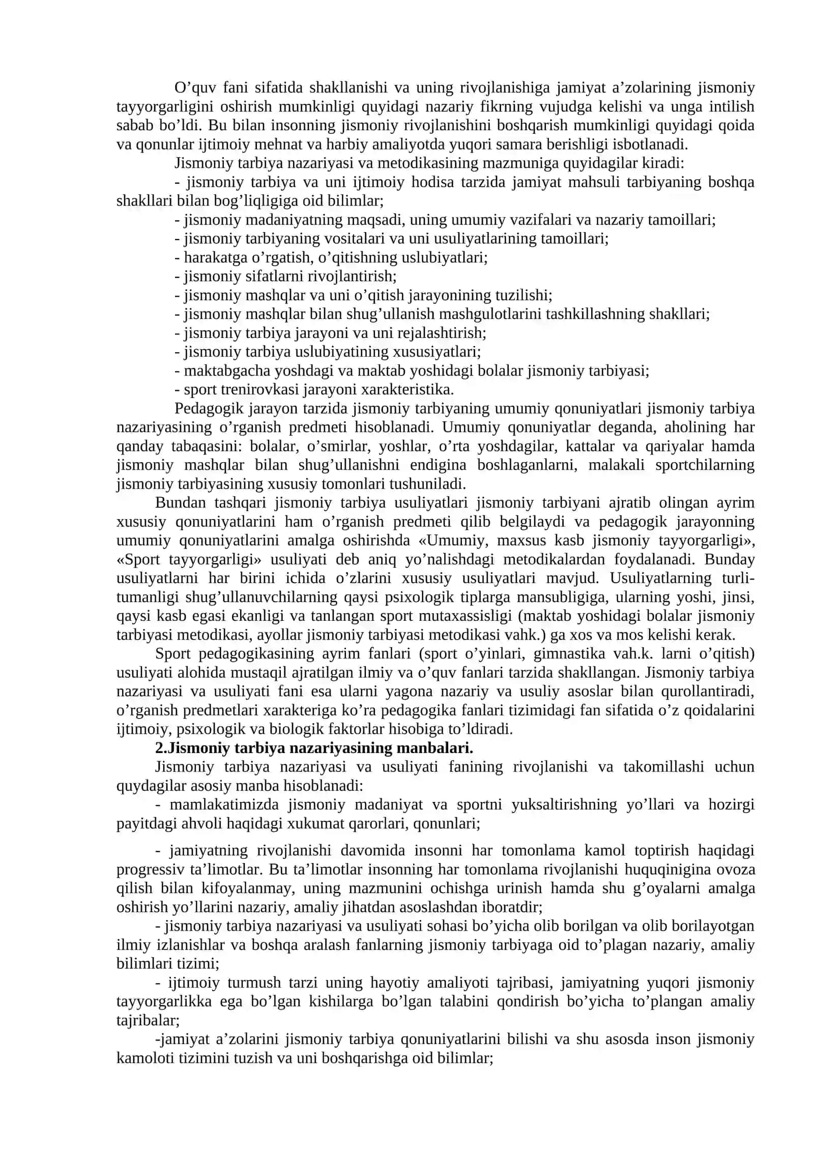 Jismoniy madaniyat nazariyasi va metodikasi fanining maqsadi hamda vazifalari 2