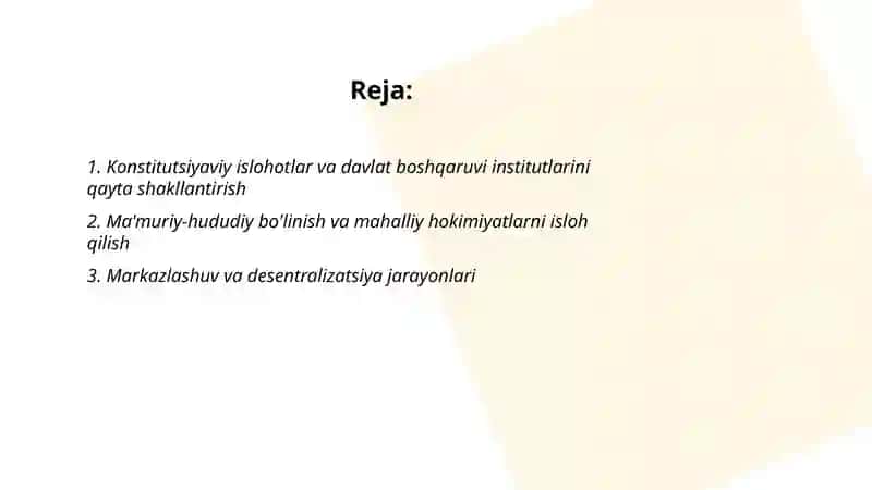 Mustaqillik yillarida davlat boshqaruvi tizimida amalga oshirilgan islohotlar 2
