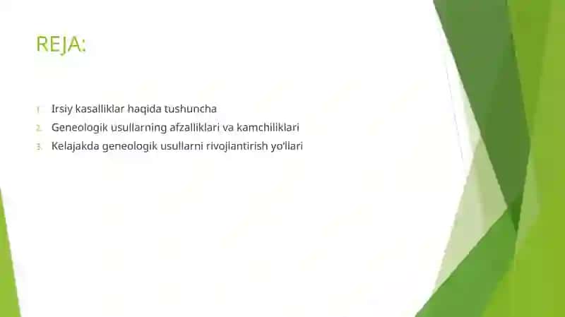 Geneologik usulning irsiy kasalliklarni aniqlashda qollanilishi 2