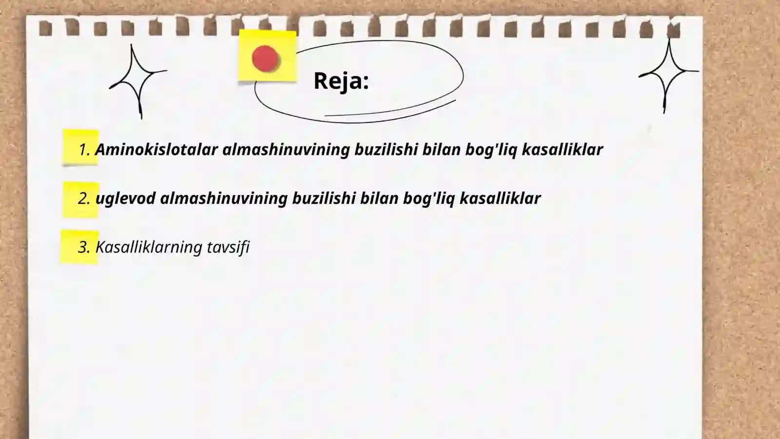 Odamda gen tuzilishi va funksiyalari. Monogen kasalliklar. Aminokislotalar almashinuvining buzilishi 2