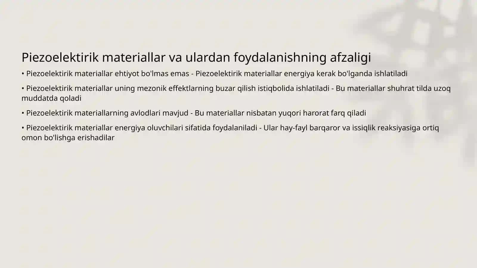 Piezoelektirik materiallar va ulardan foydalanish 2
