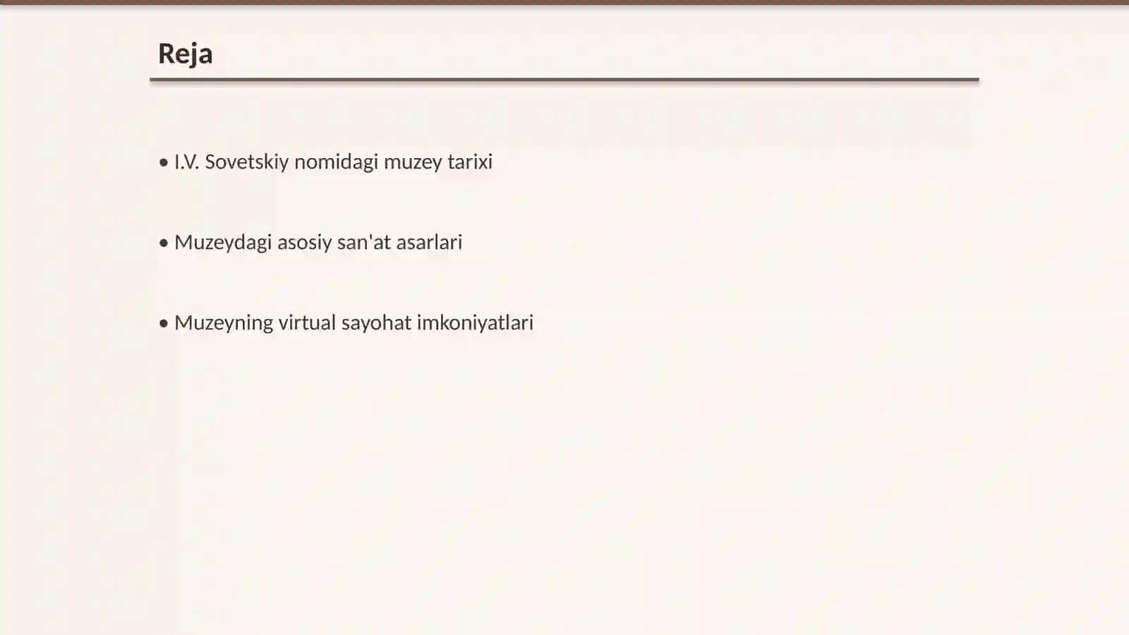 I.V. Sovetskiy nomidagi nukus davlat sanat muzeyiga sayohat (online) 2