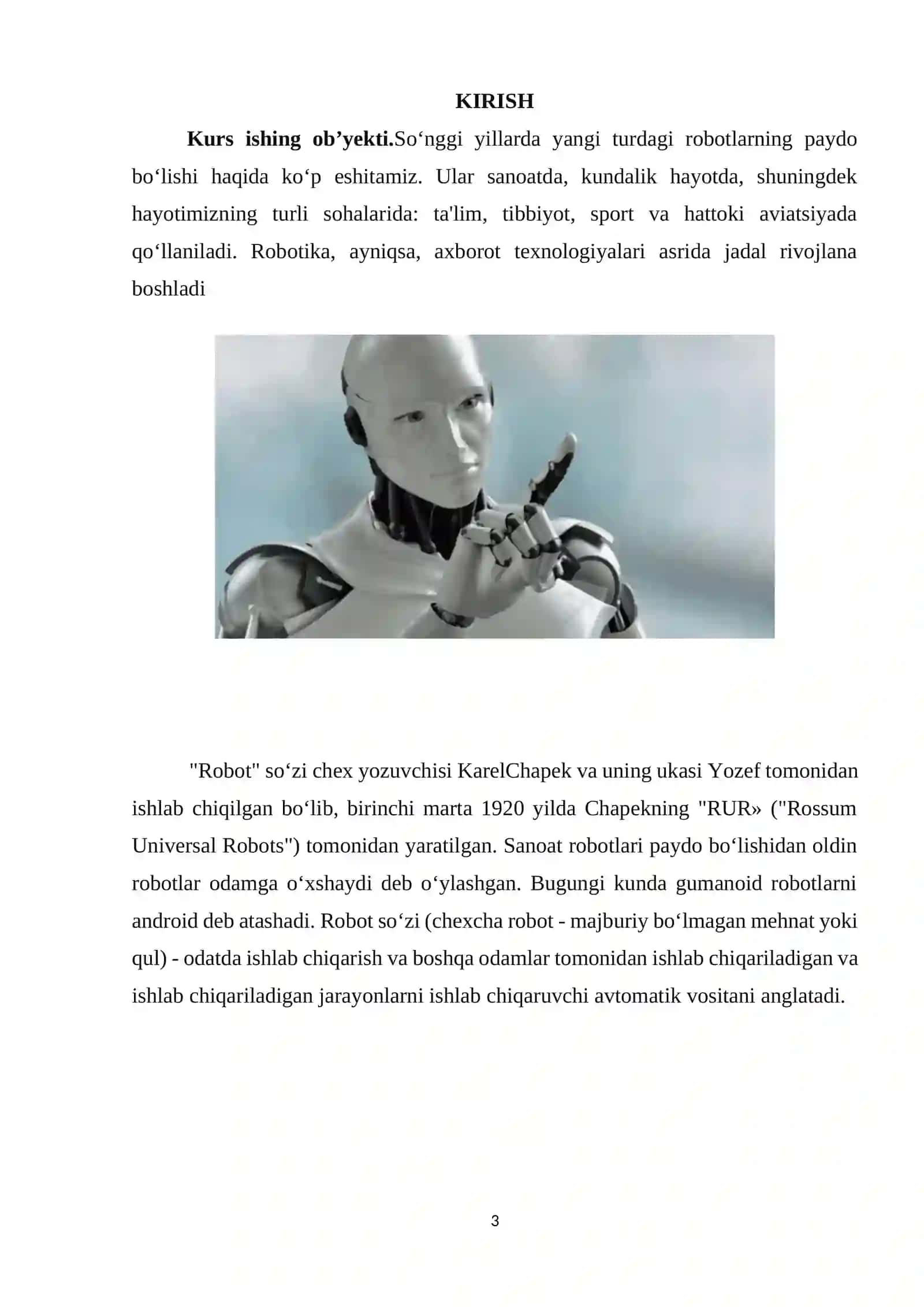 ROBOT MANIPULYATOR HARAKATINI MODELLSHTIRISH 2